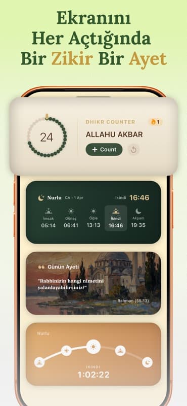 Nurlu namaz vakti widget
